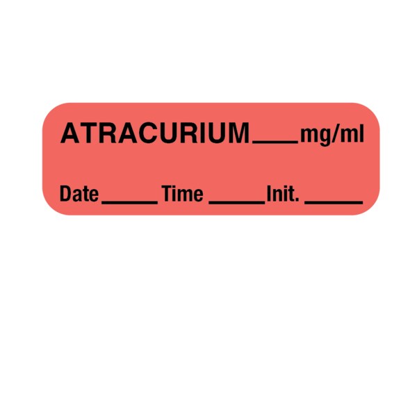 Nevs Label, Atracurium 1/2" x 1-1/2" Flr Red w/Black LANT-1412D - main